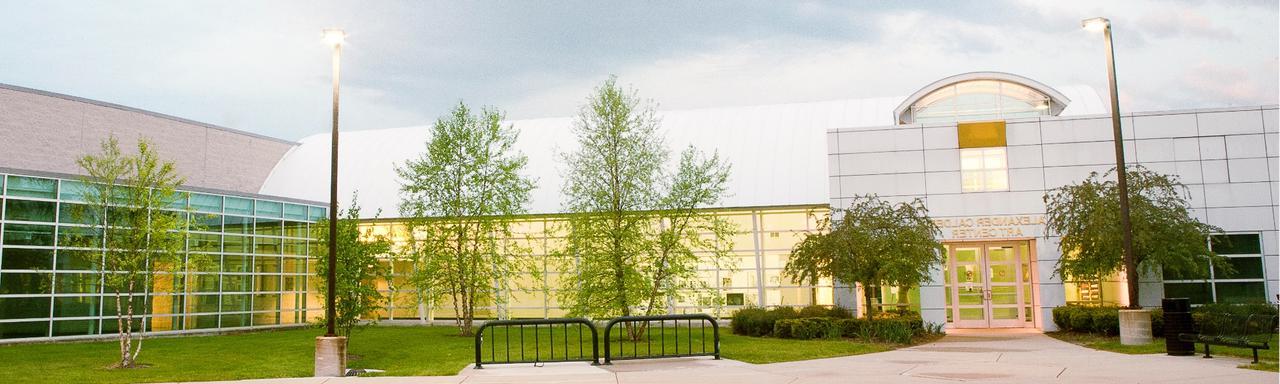 Calder Art Center in evening